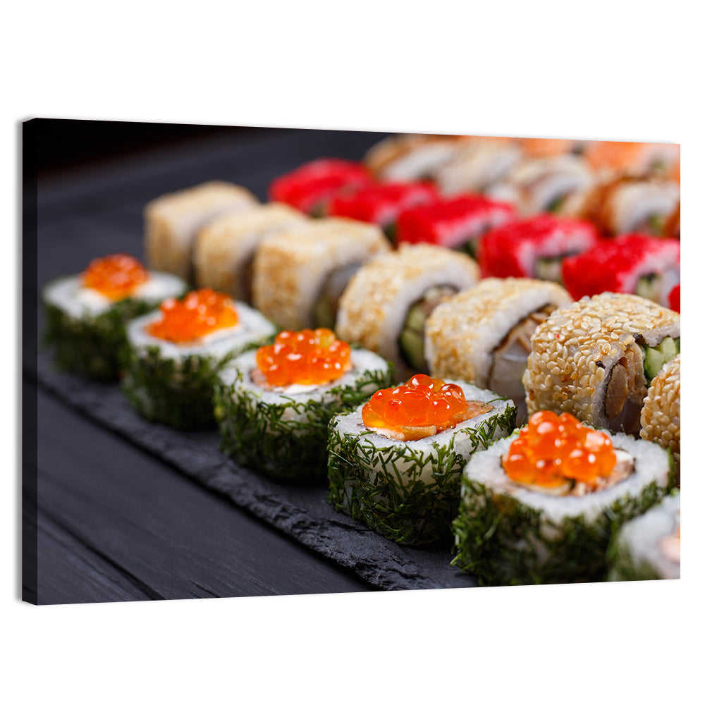 Sushi Rolls with Salmon Roe Wall Art