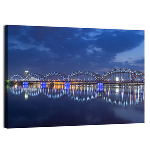 Riga Rail Bridge At Night Wall Art