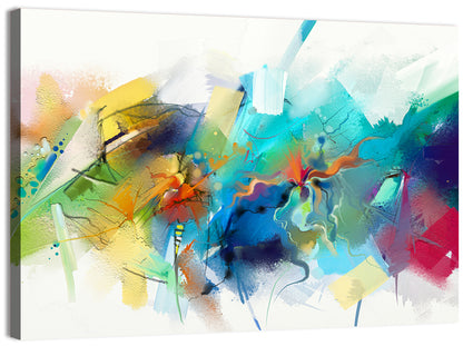 Teal Blue Color Burst Abstract Wall Art
