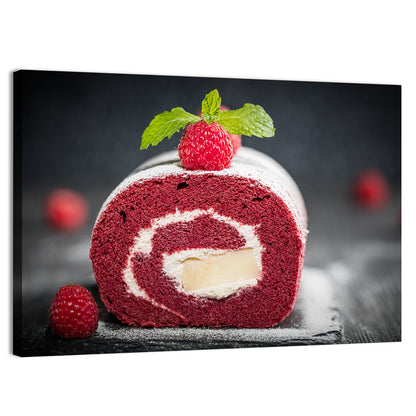 Raspberry Swiss Roll Cake Wall Art