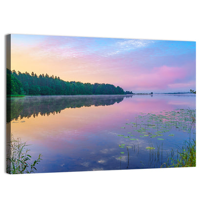 Sunrise Over Forest Lake Wall Art