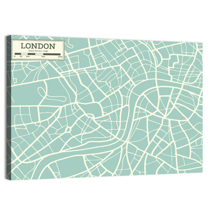 London Cartographic Map Wall Art as a canvas print