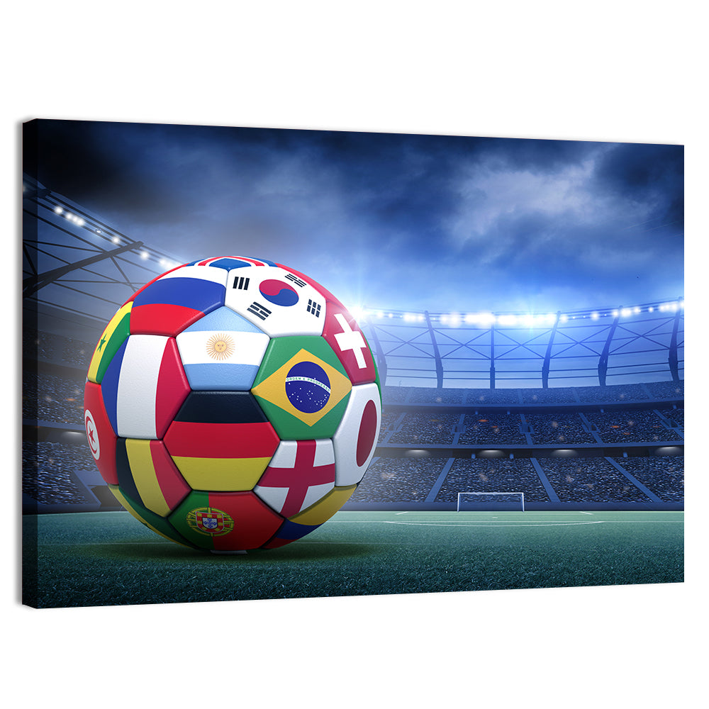 Soccer Ball on Stadium Pitch Wall Art