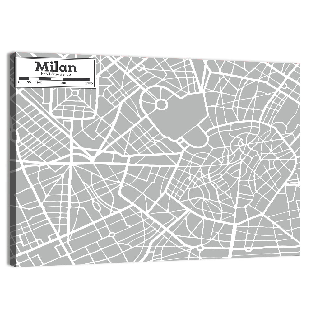 Milan City Map Wall Art