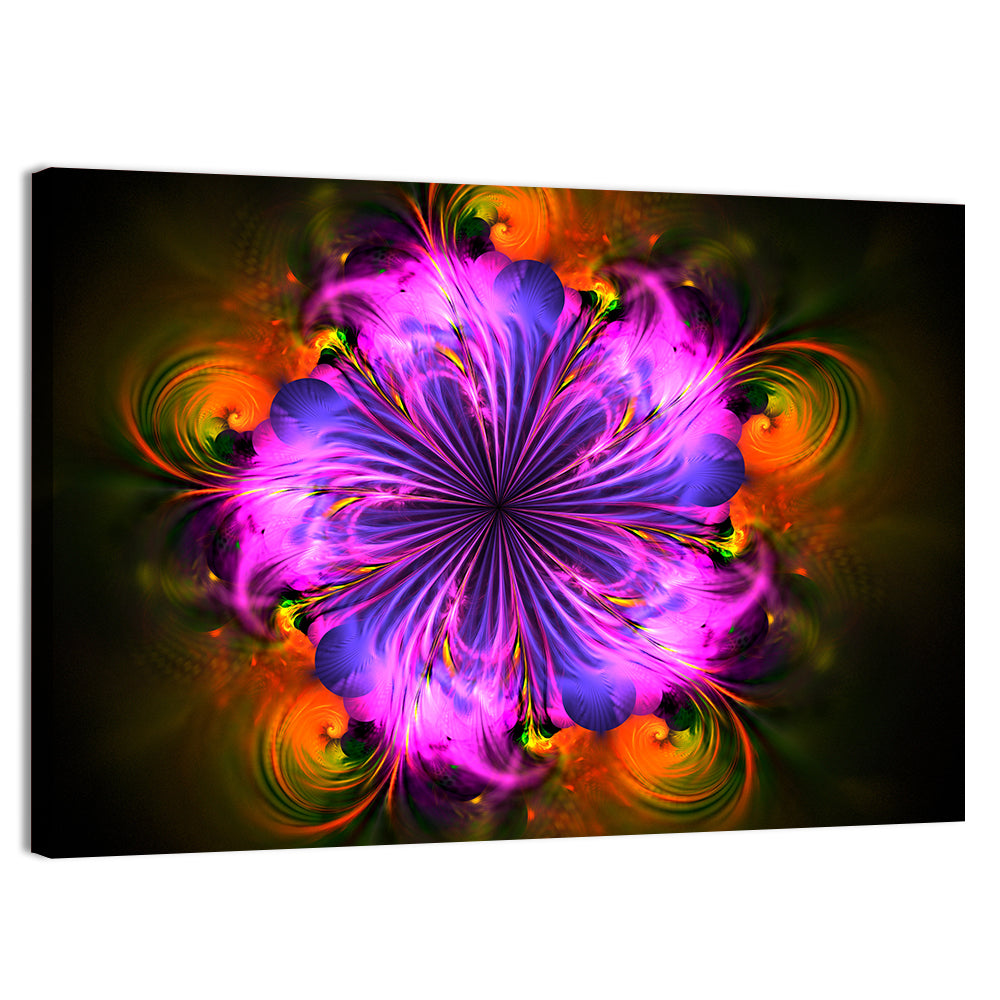 Vibrant Fractal Flower Wall Art
