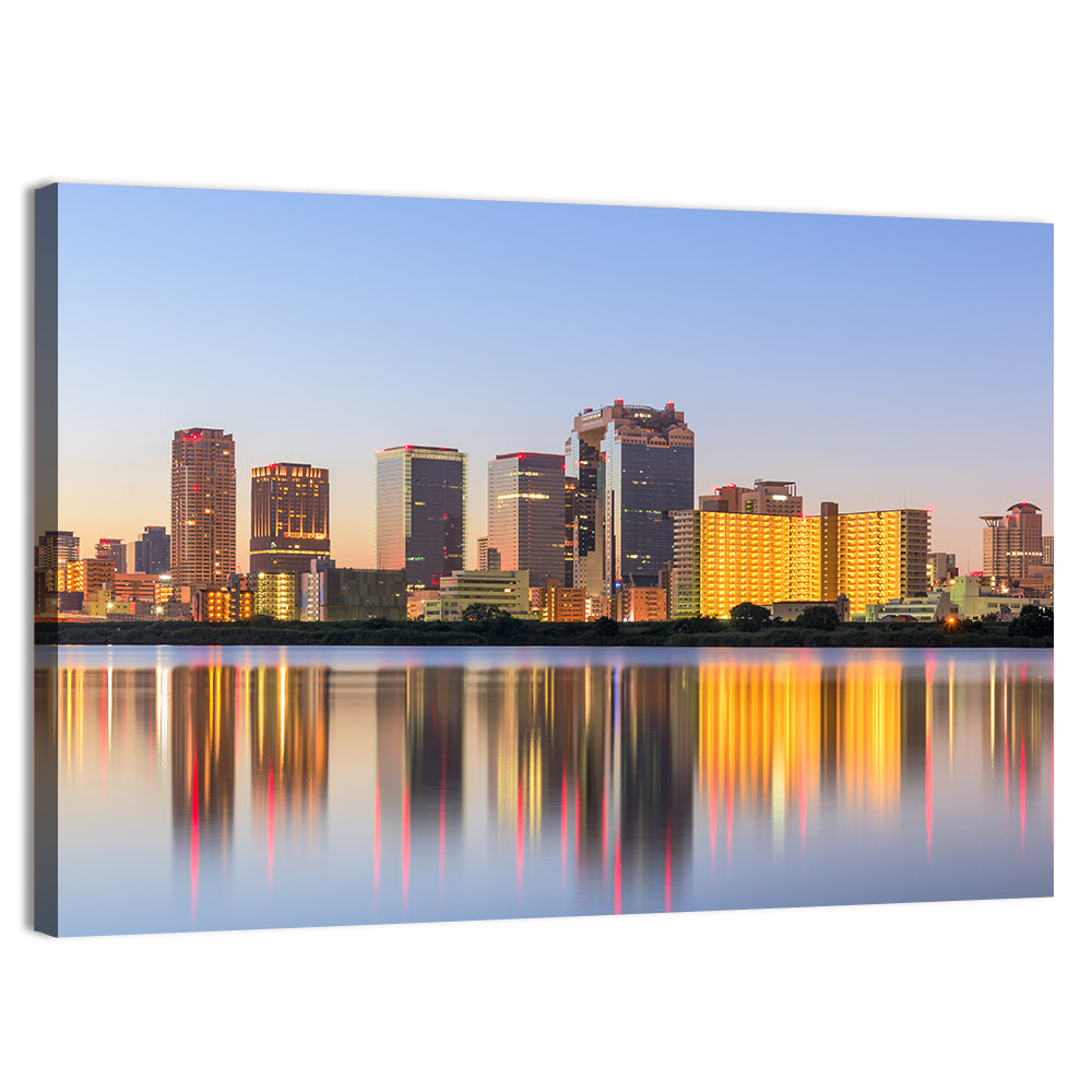 Umeda Skyline at Dusk Wall Art, canvas print, landscape