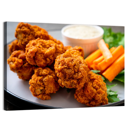 Crispy Spicy Chicken Wings with Carrot Sticks Wall Art