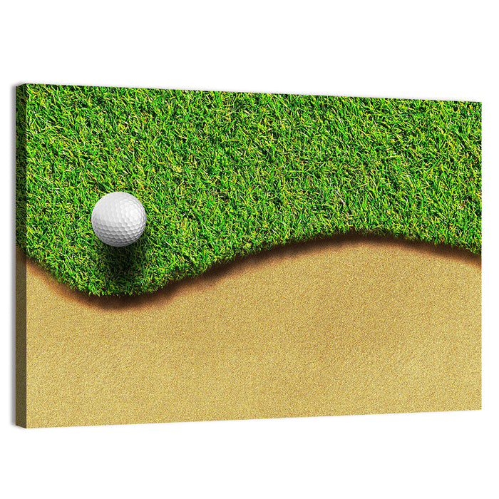Golf Ball on Bunker Edge Wall Art as a canvas print