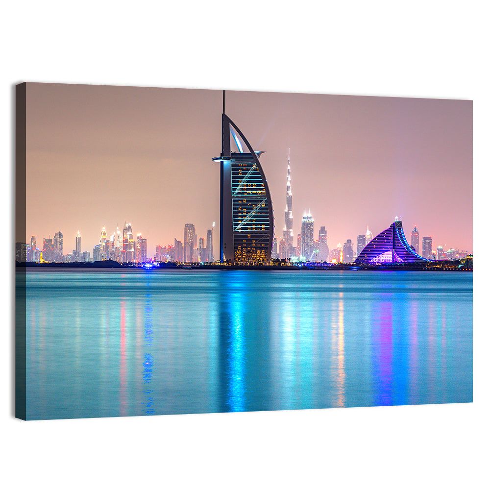 Dubai Night Skyline Wall Art
