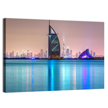 Dubai Night Skyline Wall Art