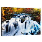 Mossy Autumn Forest Waterfall Wall Art