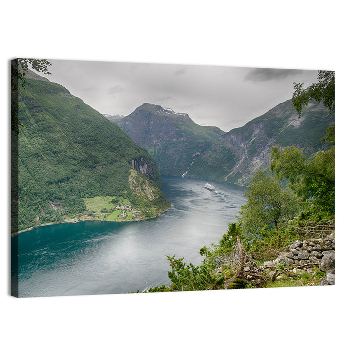 Geirangerfjord with Cruise Ship Wall Art as a canvas print