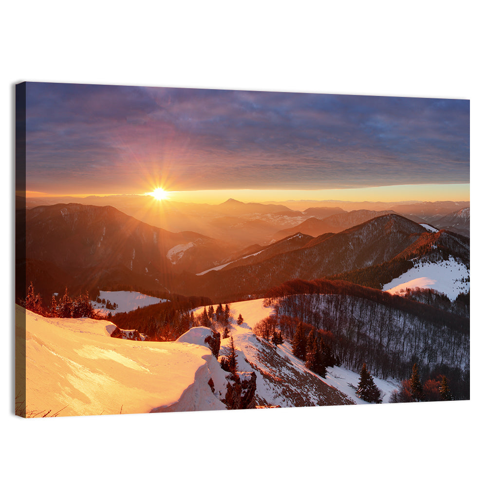 Slovakia Winter Mountain Sunset Wall Art, canvas print, landscape