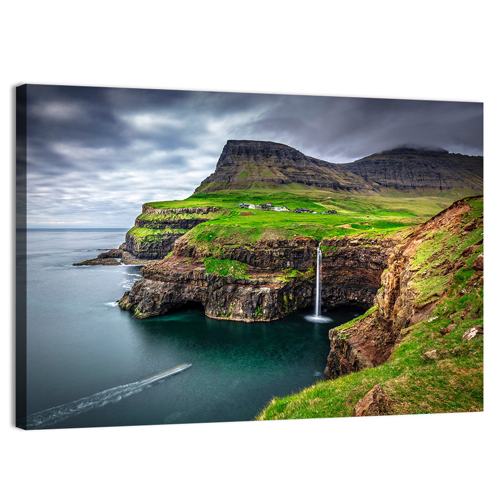 Múlafossur Waterfall, Gásadalur Wall Art, canvas print, landscape