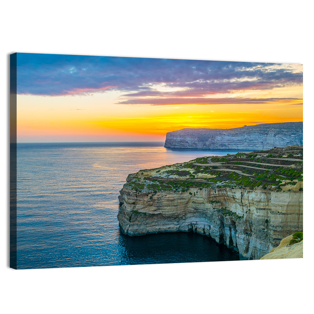 Dwejra Cliffs Sunset, San Lawrenz Wall Art, canvas print, landscape