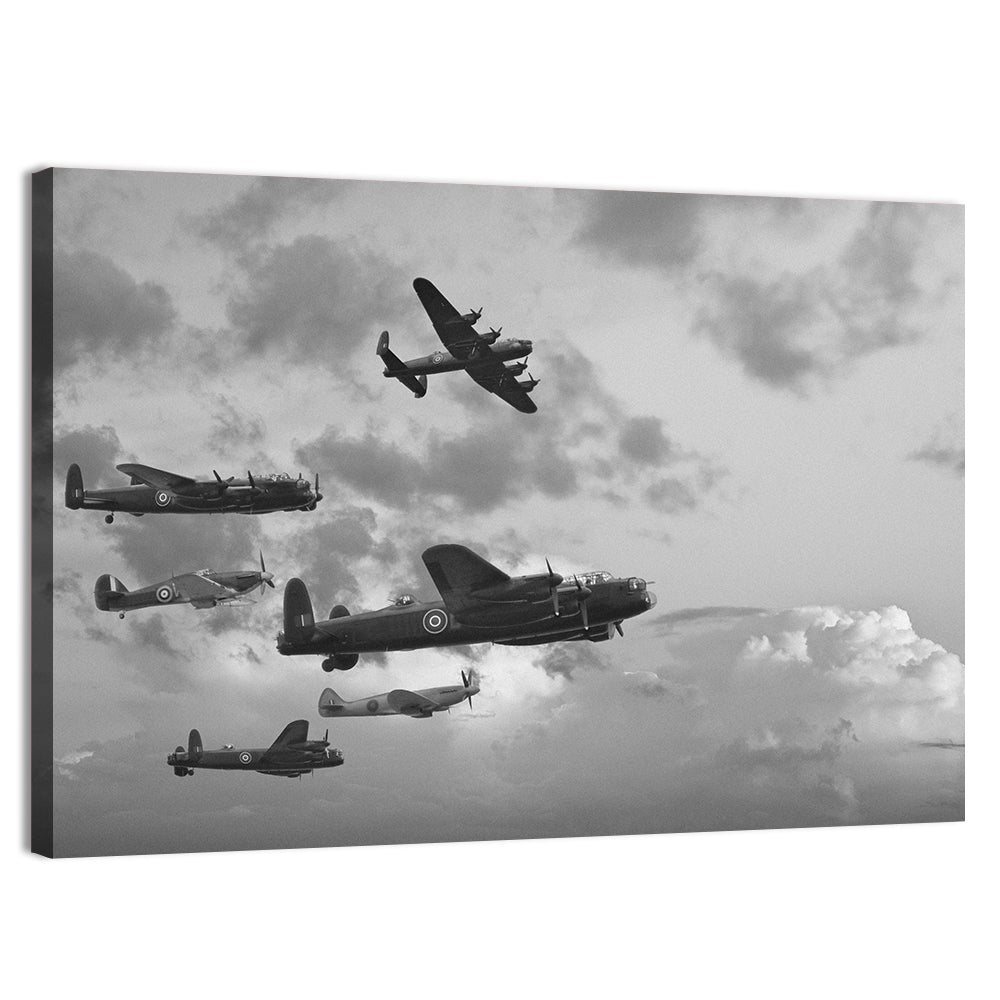 Lancaster Bombers in Formation Wall Art, canvas print, landscape