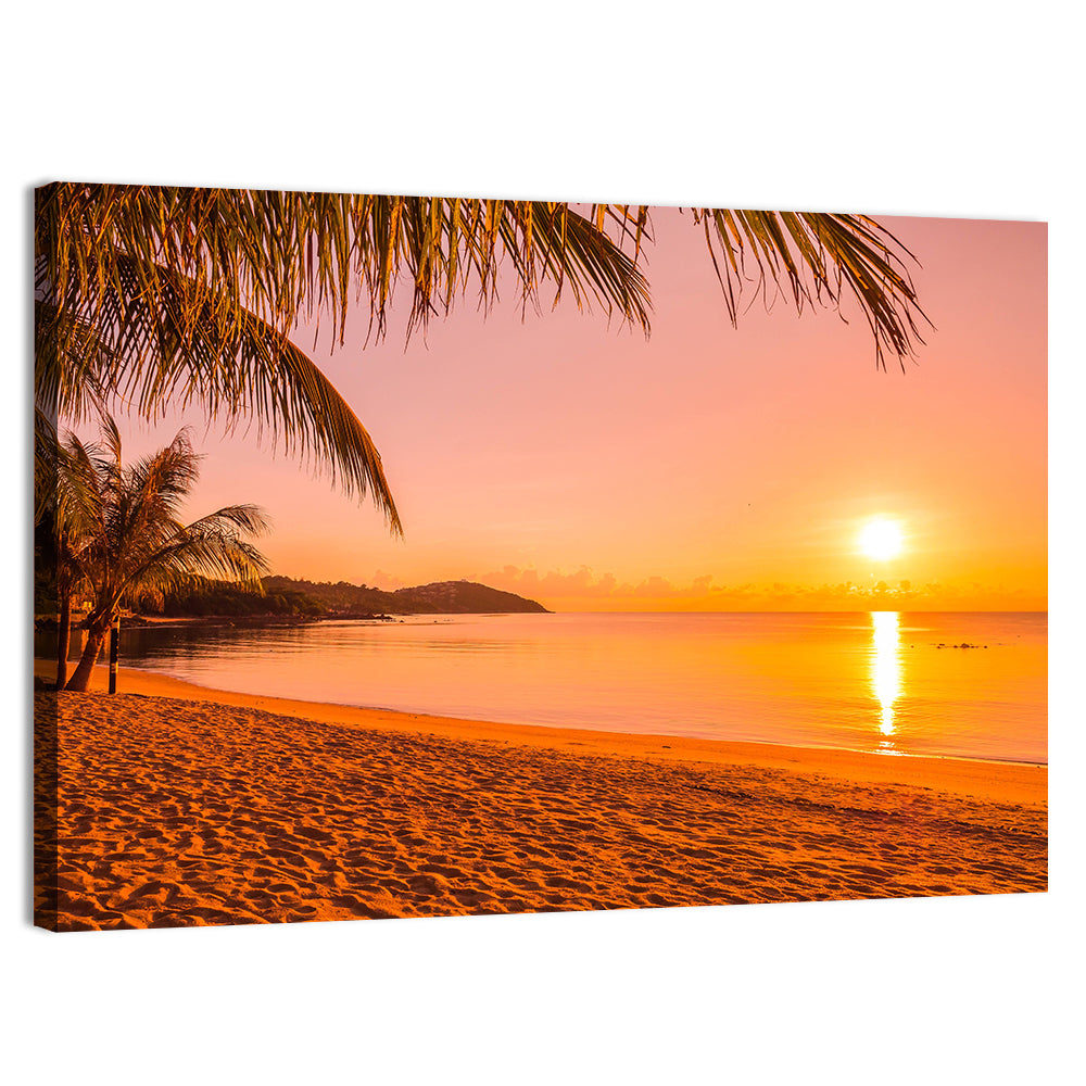 Golden Palm Sunset Wall Art