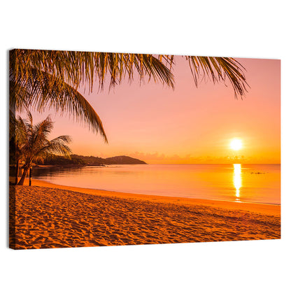 Golden Palm Sunset Wall Art