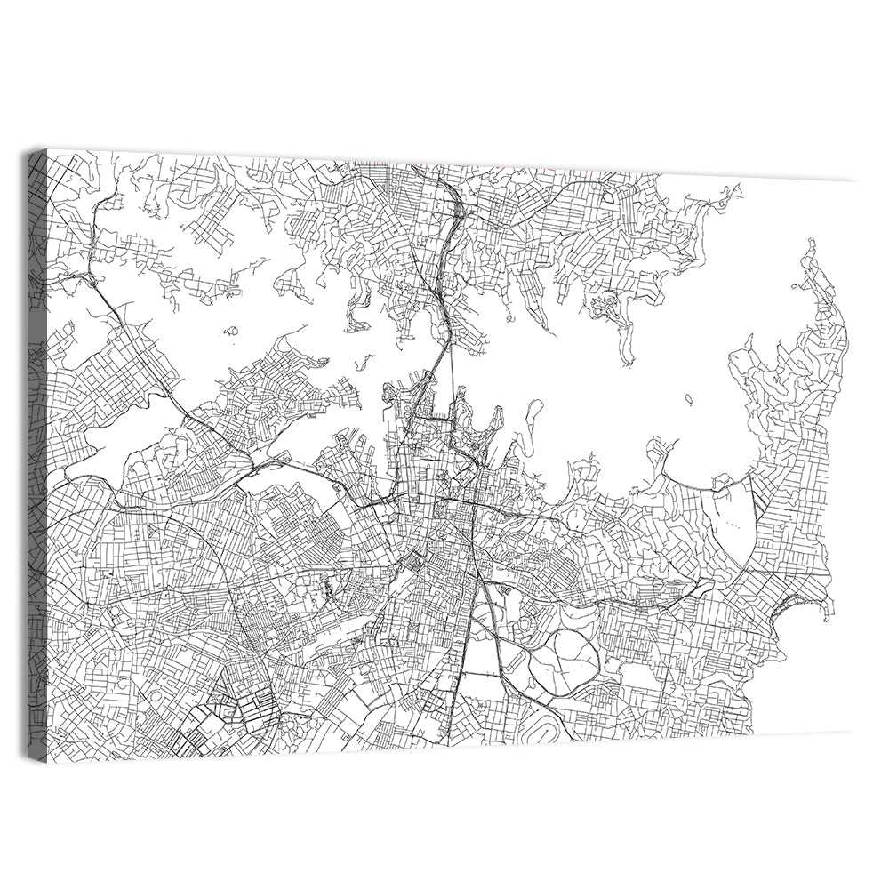 Sydney Harbour City Map Wall Art