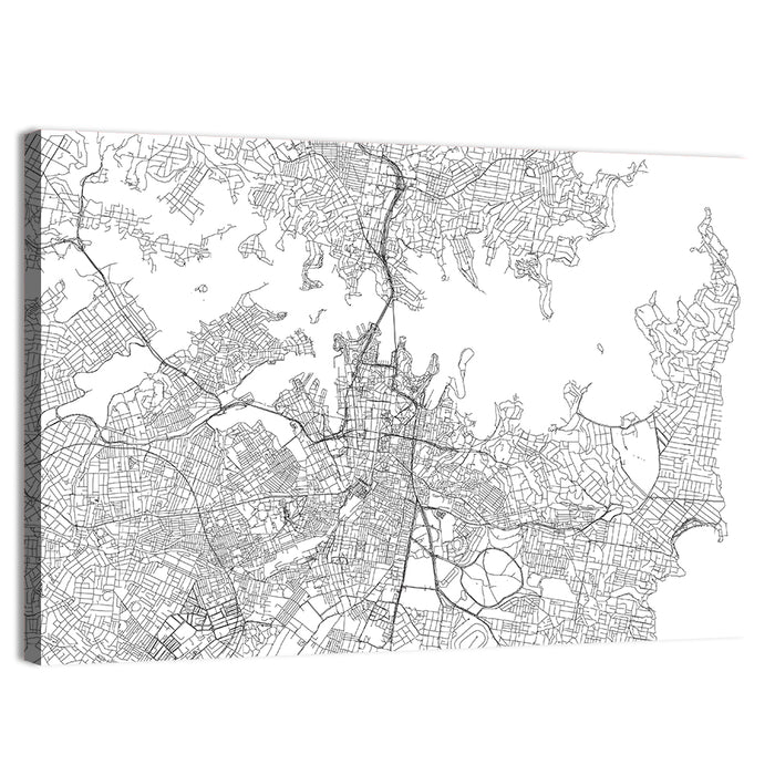 Sydney Harbour City Map Wall Art as a canvas print