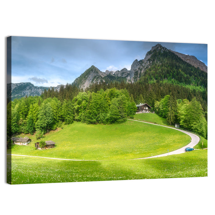 Berchtesgaden Meadow Road Wall Art as a canvas print