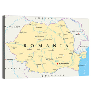 Romania Political Map Wall Art