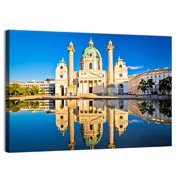 Karlskirche with Reflecting Pool Wall Art as a canvas print