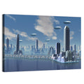 Futuristic Alien City with Ufos Wall Art