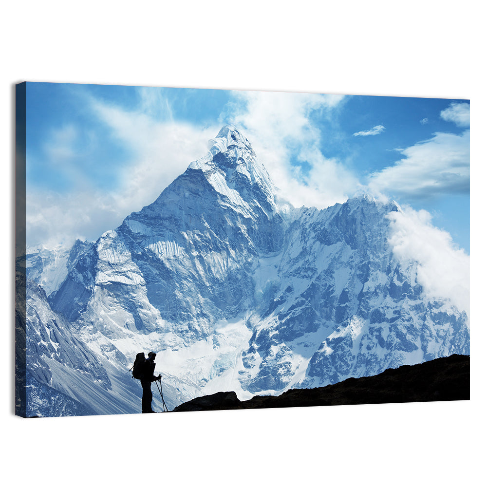 Himalayan Climber Silhouette Wall Art, canvas print, landscape