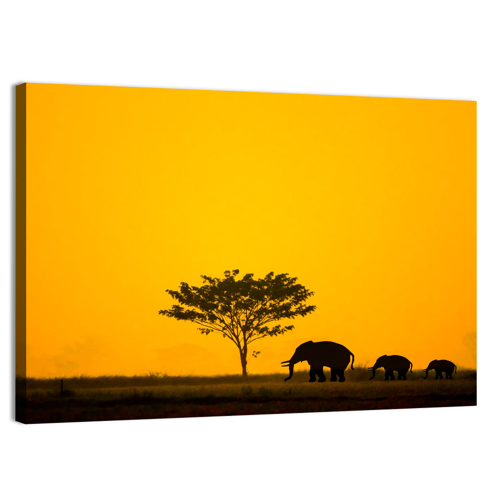 Thailand Elephant Silhouettes Wall Art