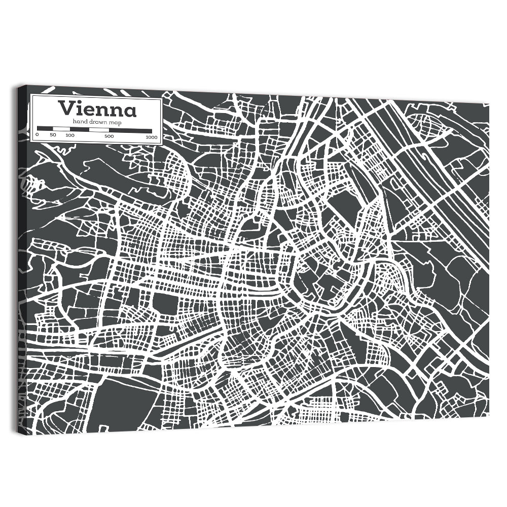 Vienna Street Map Wall Art, canvas print, landscape