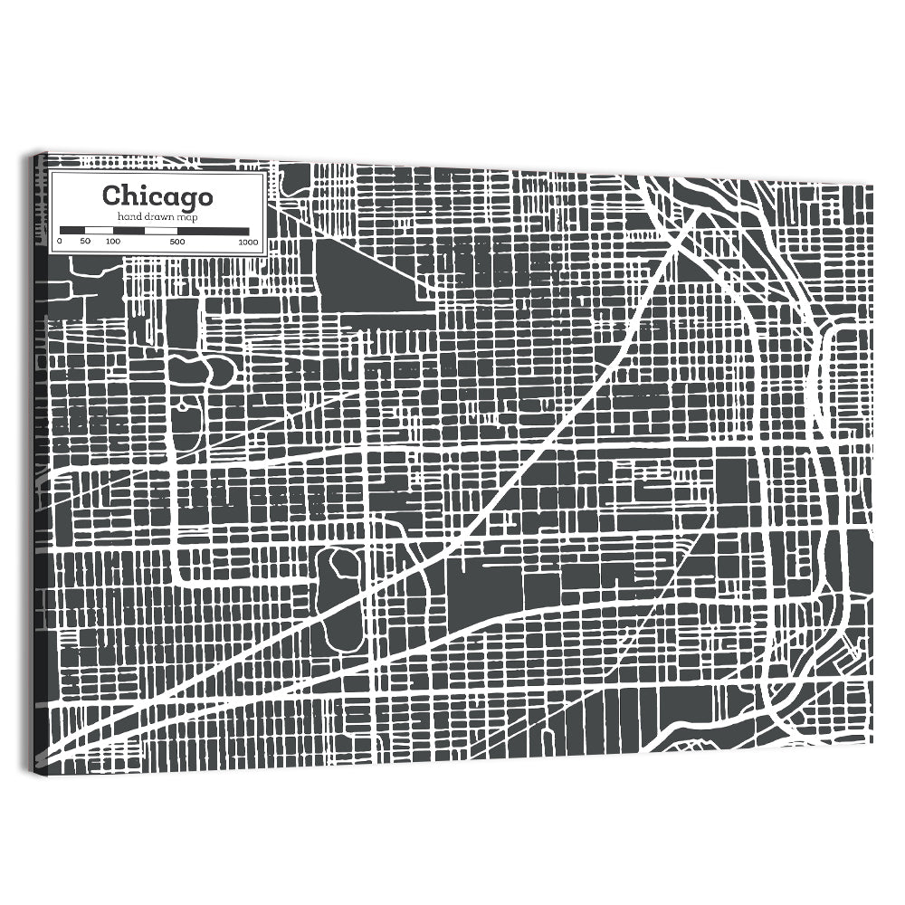 Chicago Street Grid Map Wall Art