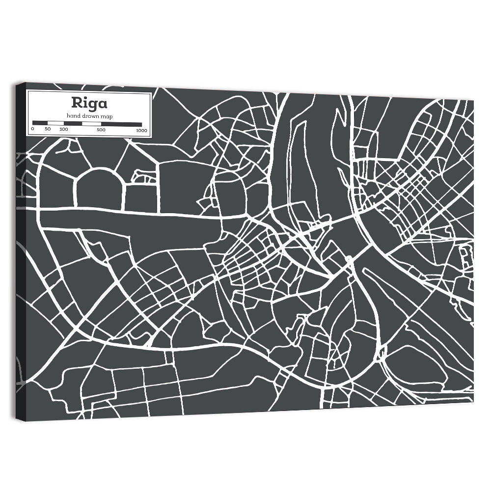 Riga Aerial Map Wall Art, canvas print, landscape