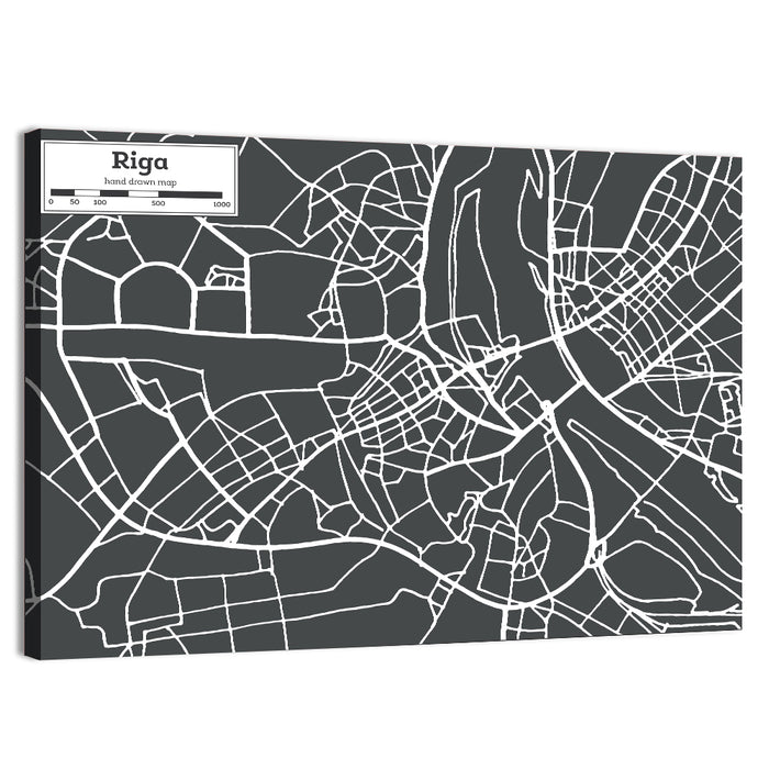Riga Aerial Map Wall Art as a canvas print
