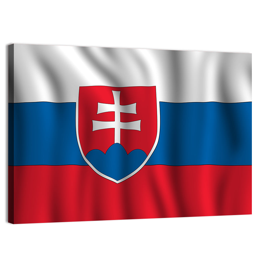 Slovak Flag with Heraldic Shield Wall Art, canvas print, landscape