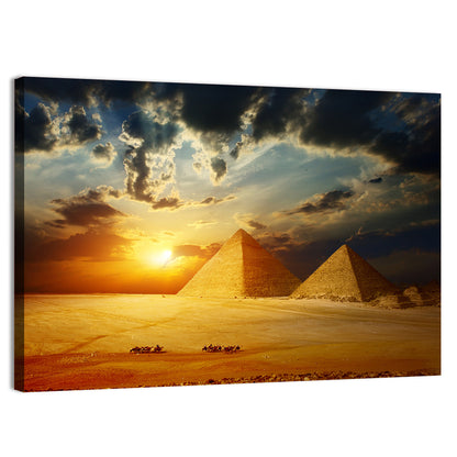 Great Pyramids of Giza at Dusk Wall Art