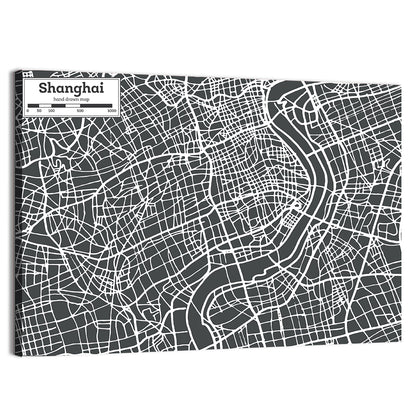 Shanghai City Map Wall Art