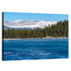 Boathouse on Frozen Lake Louise Wall Art