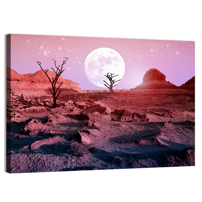 Desert Moon with Silhouetted Trees Wall Art as a canvas print