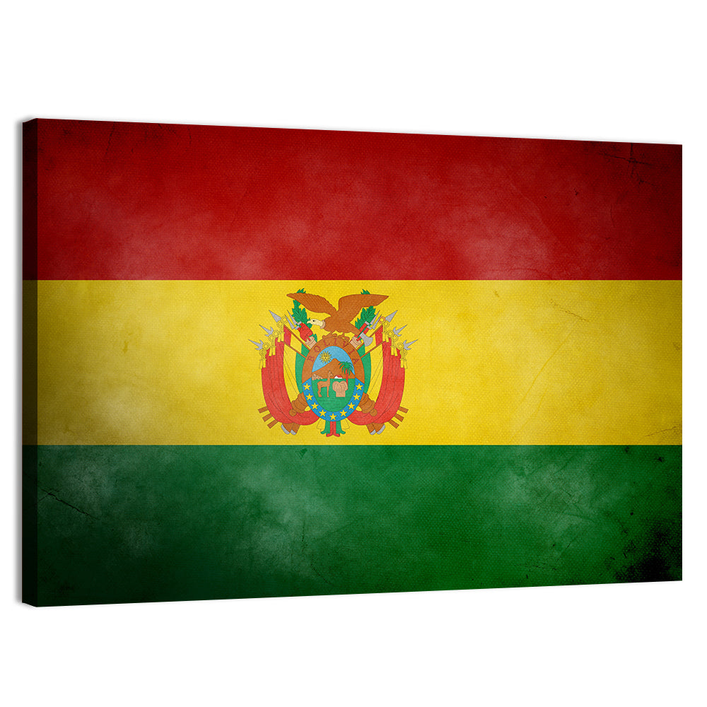 Vintage Bolivian Flag with Coat of Arms Wall Art
