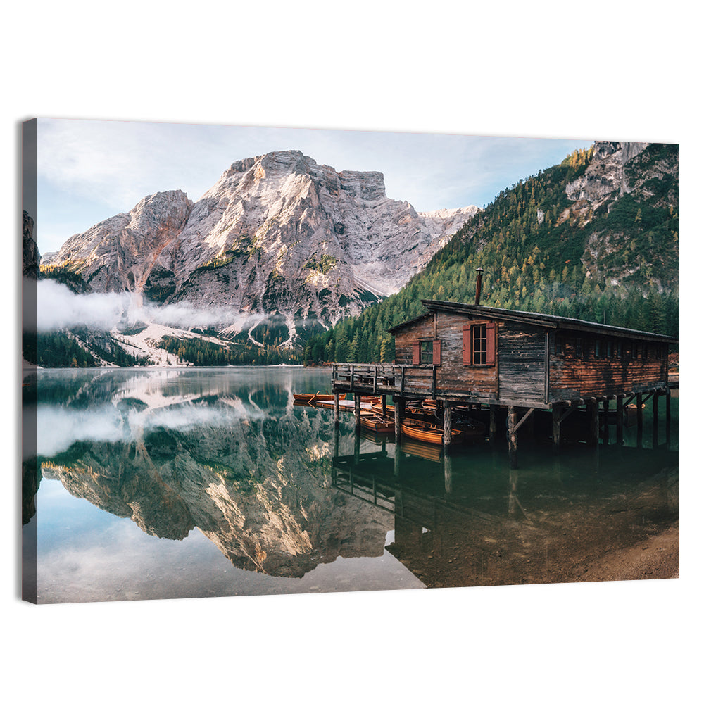 Lago Di Braies Boat House Wall Art