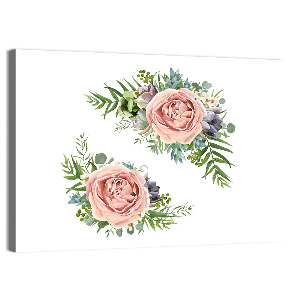 Mirrored Pink Rose Clusters Wall Art
