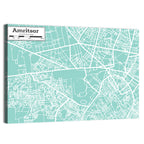 Amritsar Teal City Map Wall Art