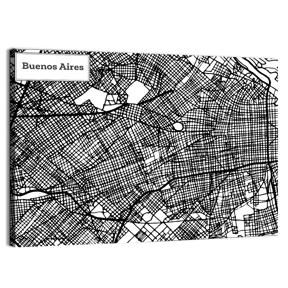 Buenos Aires Street Grid Map Wall Art, canvas print, landscape