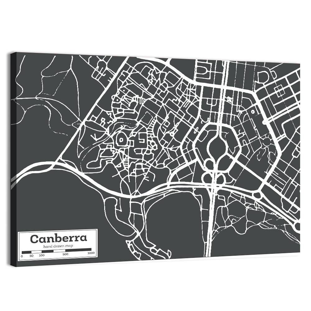 Canberra Street Grid Map Wall Art
