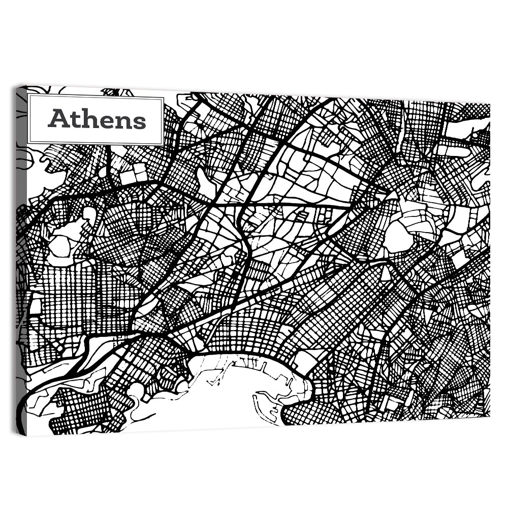 Athens Street Grid Map Wall Art