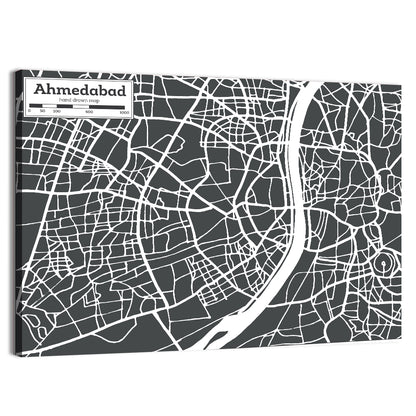 Ahmedabad City Map Wall Art