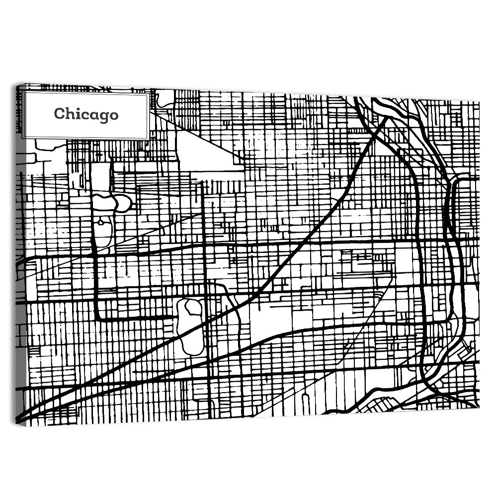 Chicago Street Grid Map Wall Art