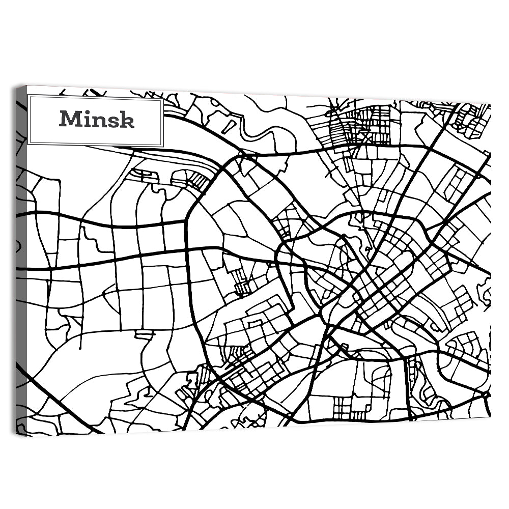 Minsk Street Grid Map Wall Art