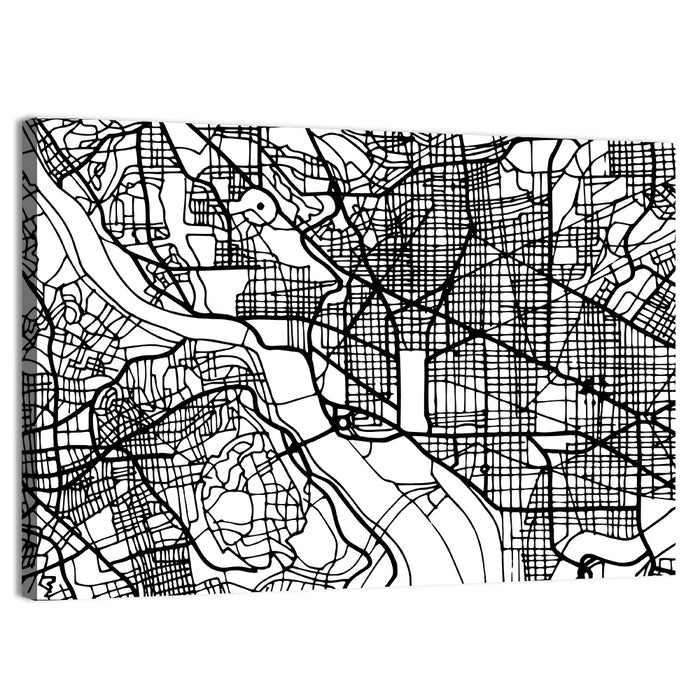 Washington Dc Street Grid Map Wall Art as a canvas print
